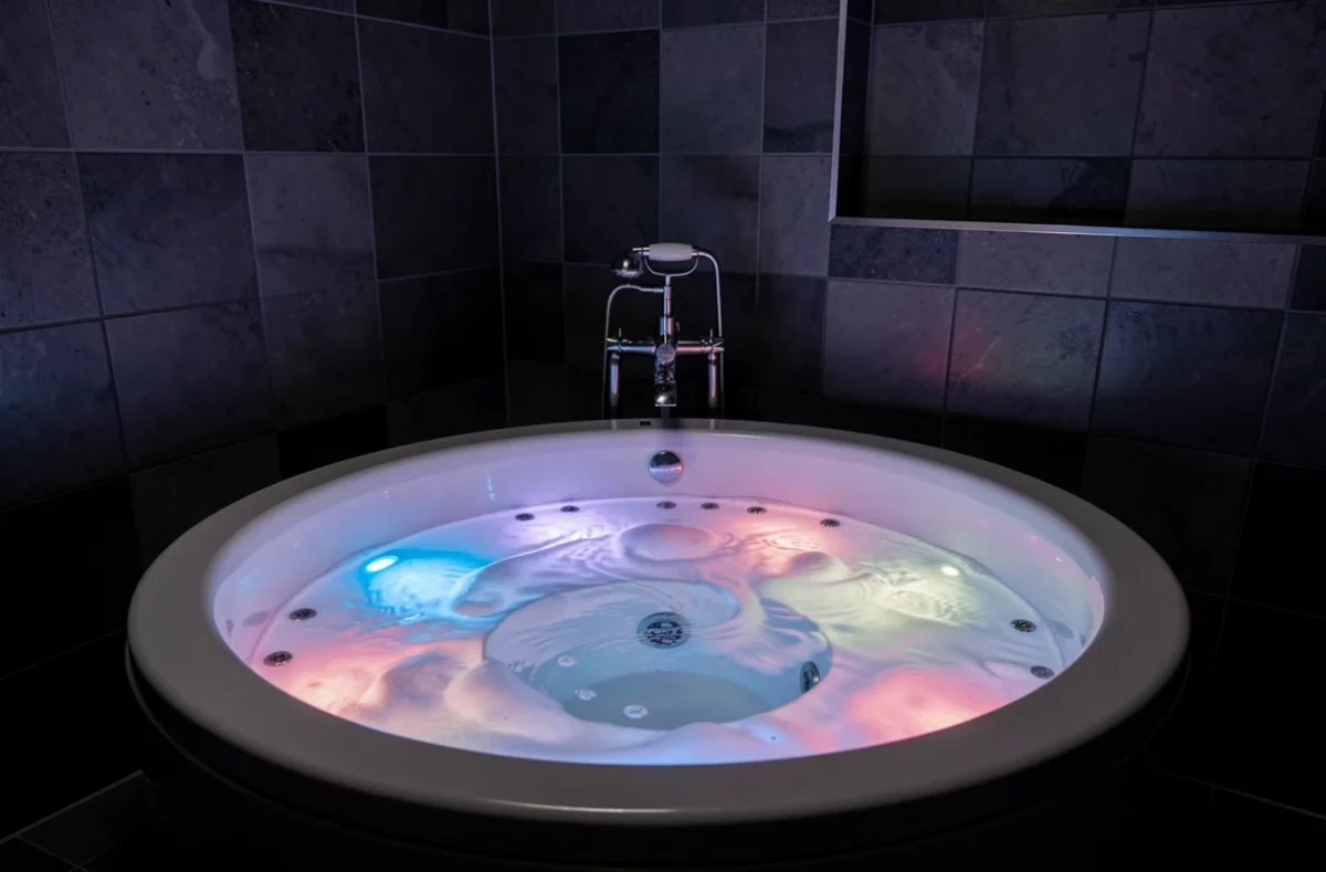 Bain balnéo éclairé par des LED de couleur