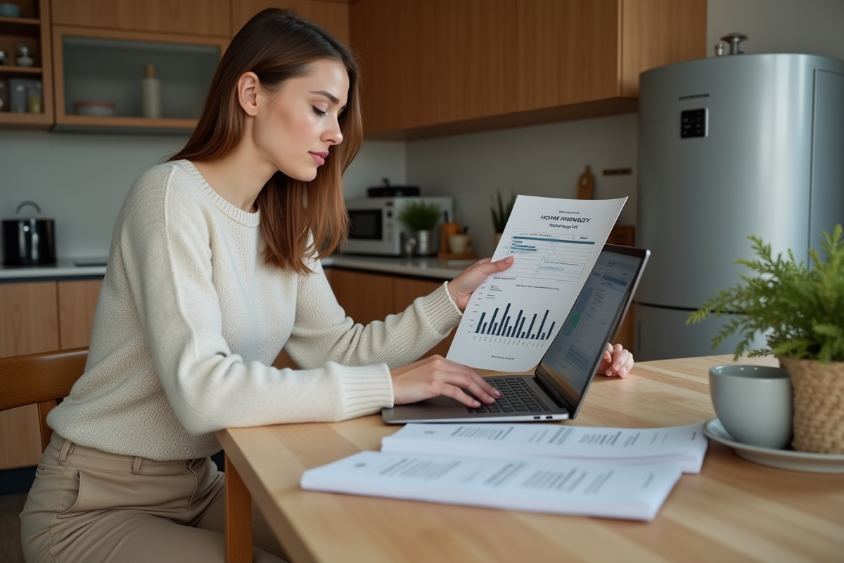 Femme étudiant une facture d