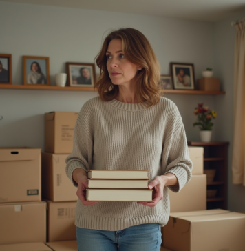Meilleur âge pour déménager : Quand est-il le plus difficile de changer de domicile ? Femme emballant des livres dans une pièce chaleureuse