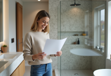 Refaire une salle de bain complète : prix idéal et conseils pratiques Femme souriante dans une salle de bain rénovée