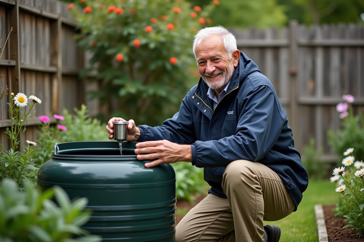 Homme âgé recueille l