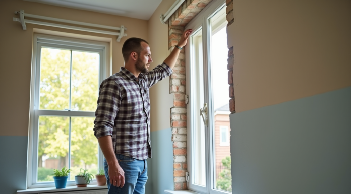 Ajouter une fenêtre sans permis de construire : ce que dit la réglementation Homme mesurant une nouvelle fenetre dans une maison