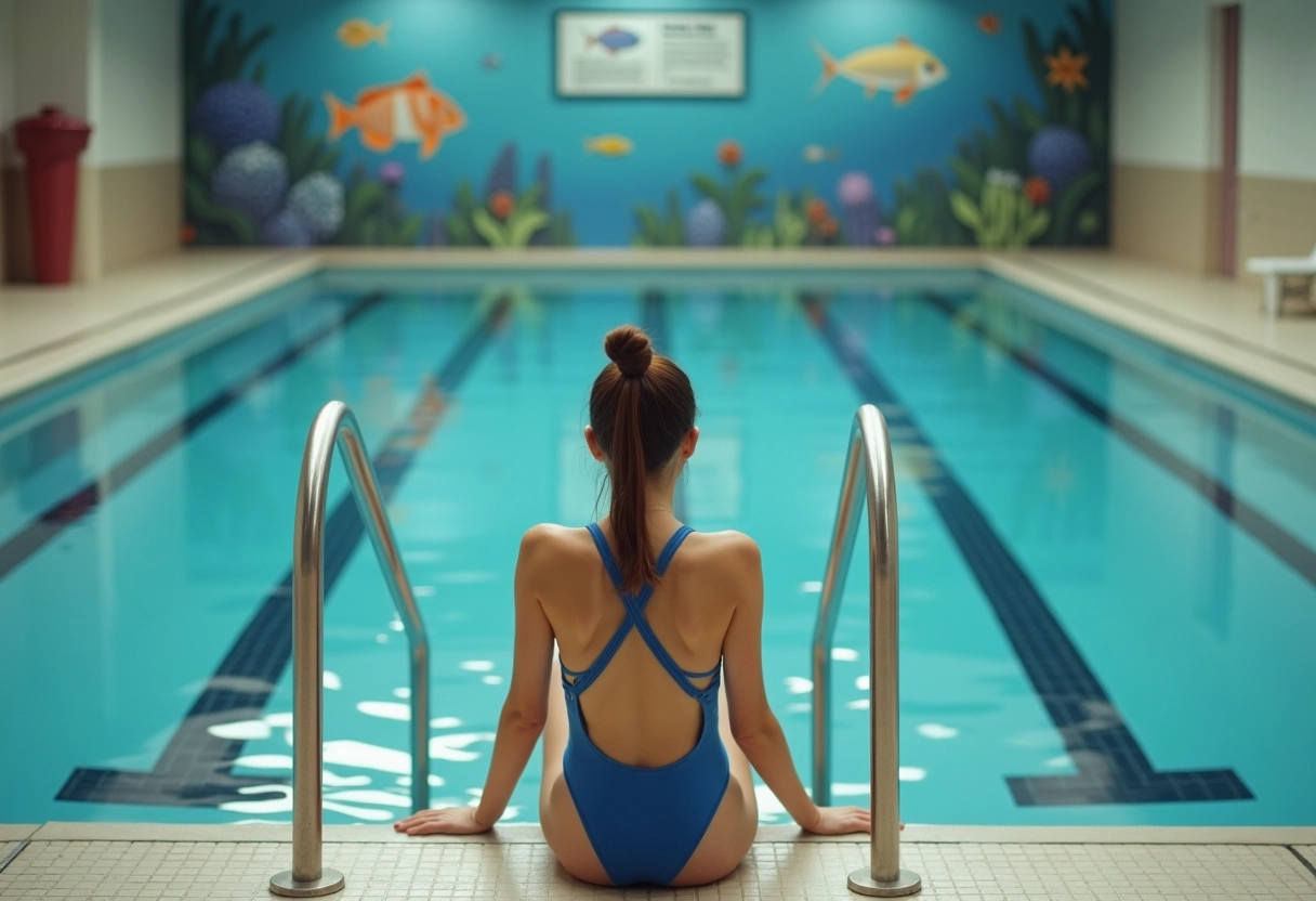 Jeune femme lisant panneau d