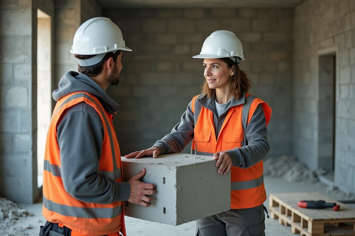 Superviseure vérifiant la pose d